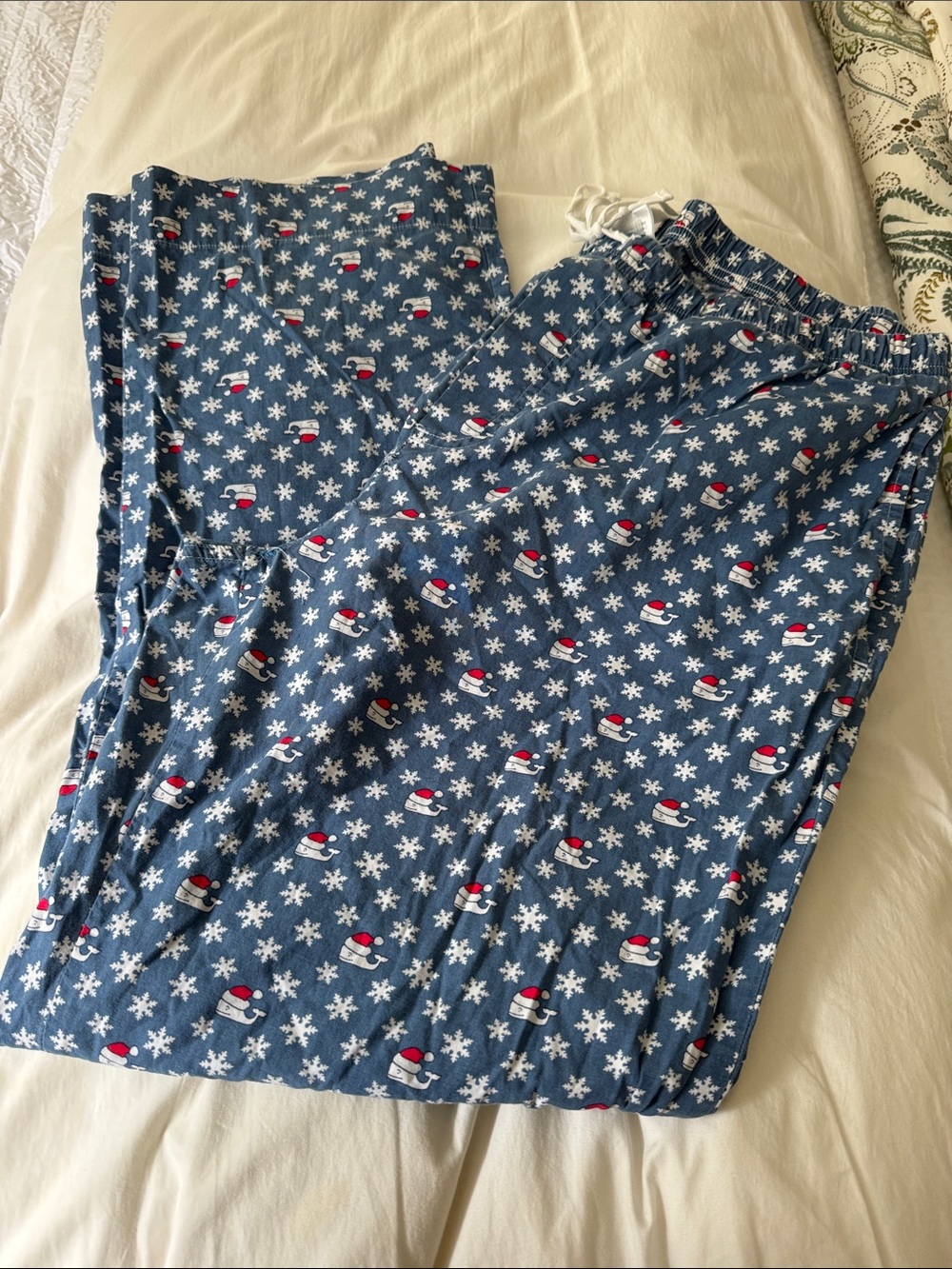 Kids Blue Snowflake & Whale Pajama Pants - Comfortable Winter Sleepwear